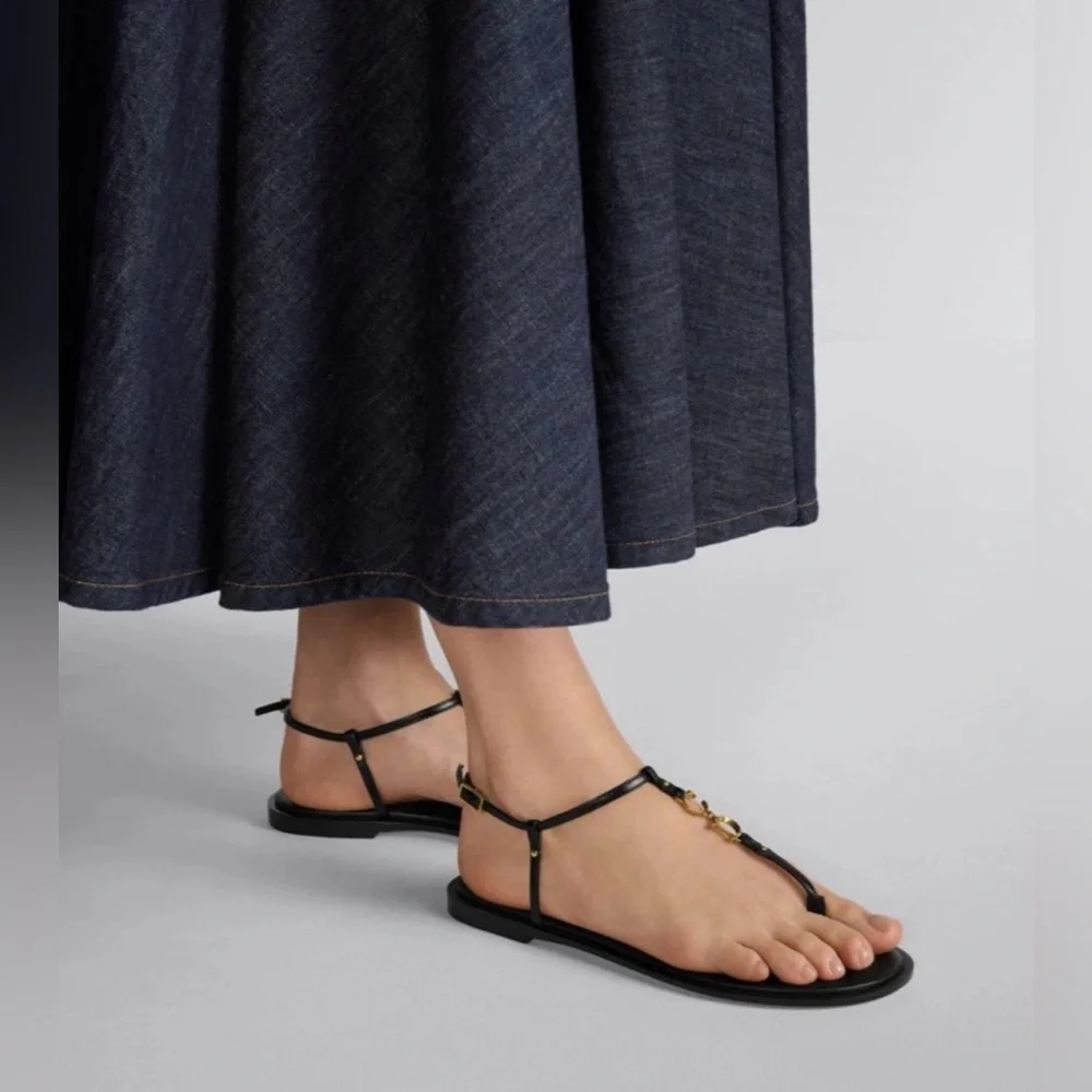 Dior  C'est Dior Thong Sandals Christian Dior Logo CD Leather Flats Size EU 38 - Picture 3 of 16